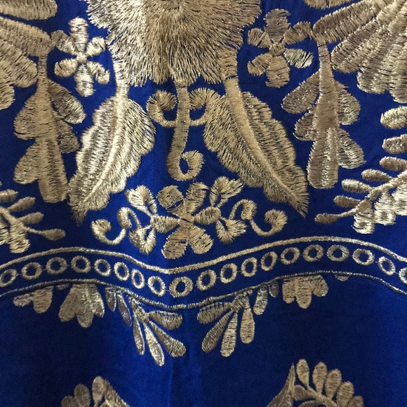 Floral Embroidered Artisan Royal Blue Tunic - Picture 9 of 12